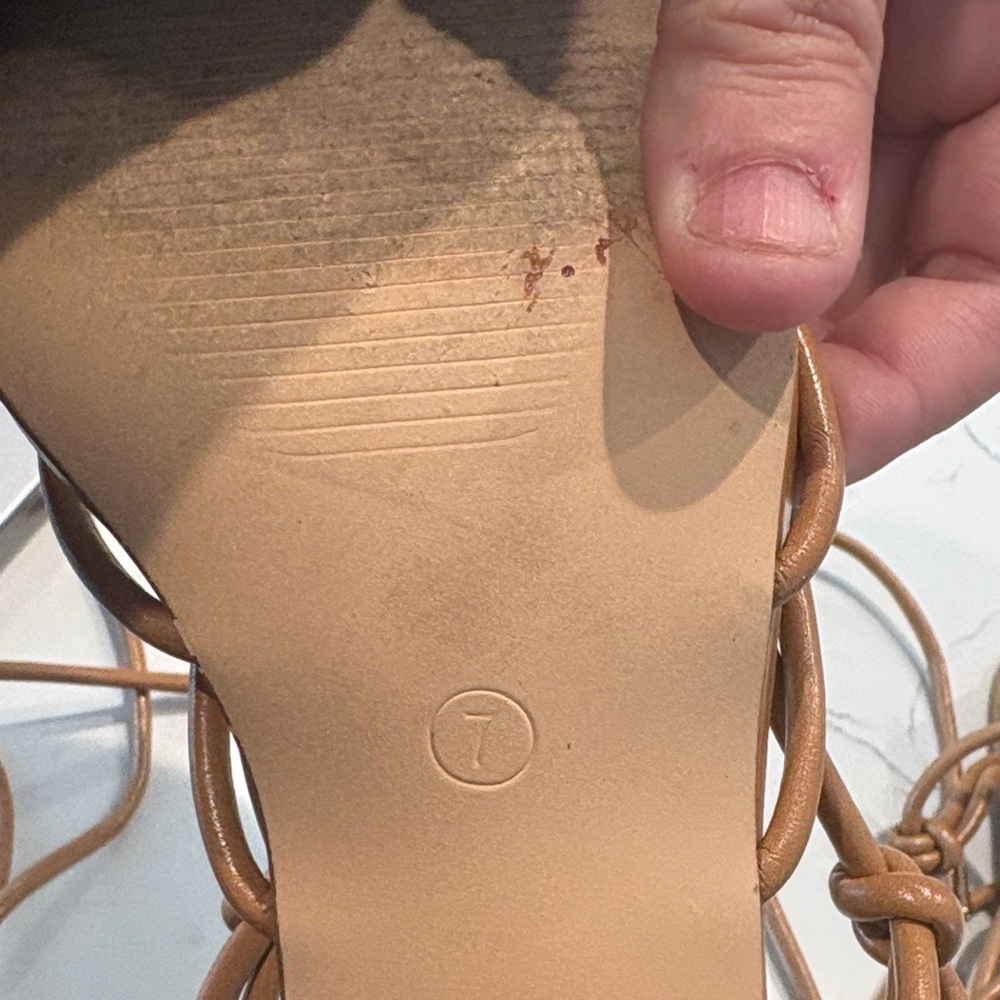 Journee Collection Tan Strappy Lace-Up Square-Toe Heels - Picture 3 of 4